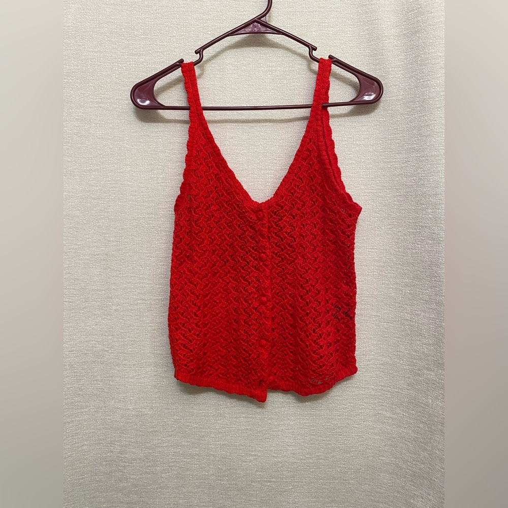 moon & madison Vibrant Red Lace Knit Camisole / Vest